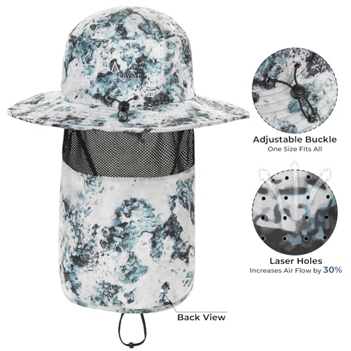 KastKing Sol Armis UPF 50 Boonie Hat for Sun Protection,Men Women - color: White (With Shield)