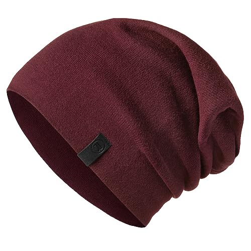 Warm Slouchy Beanie Hat - Deliciously Soft Daily Beanie in Fine Knit - color: Wine