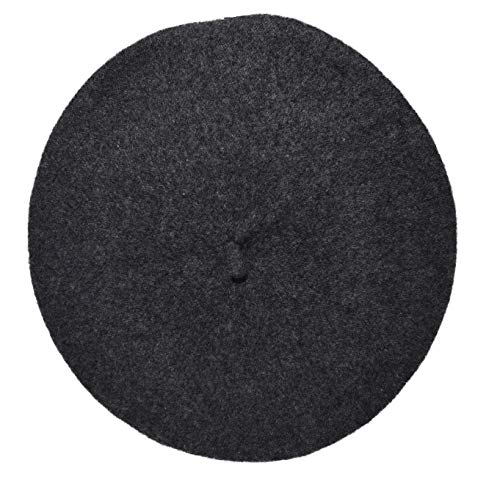 French Style Lightweight Casual Classic Beanie Solid Color Wool Beret - color: Charcoal