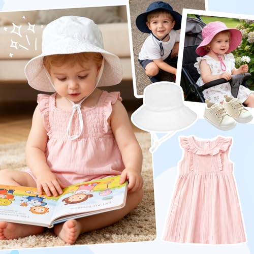 Zando 2 Pack UPF 50+ Kids Sun Hat Baby Beach Bucket Hats for Summer Swim - color: Navy & Grey, size: 4-8 Years