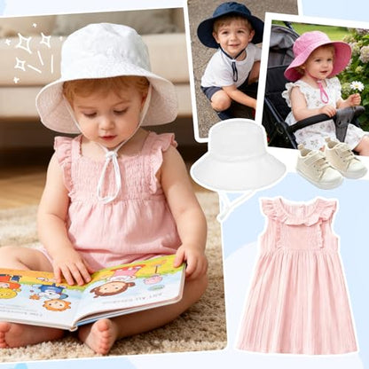 Zando 2 Pack UPF 50+ Kids Sun Hat Baby Beach Bucket Hats for Summer Swim - color: Navy & Grey, size: 0-6 Months