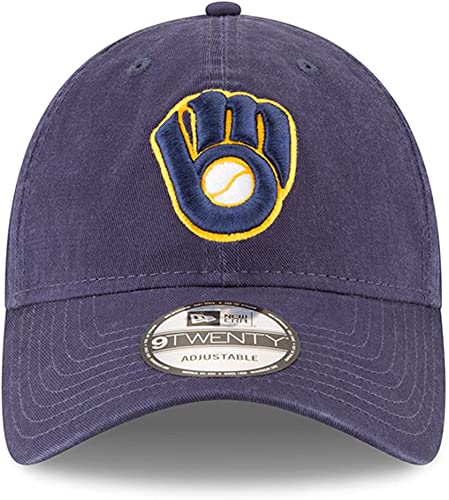 New Era MLB Core Classic 9Twenty Team Color Alternate Adjustable Strapback Baseball Hat Cap One Size Fits All (US, Alpha, One Size, Milwaukee Brewers Navy, Milwaukee Brewers)