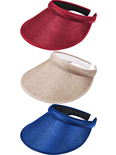 Syhood 3 Pcs Slip on Sun Visor Hats for Women UV Protection - color: Color Set 2, size: One Size