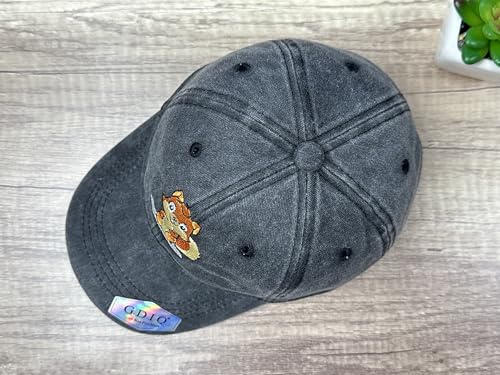 Adjustable Embroidery Animal Baseball Hat for Kid Toddler Child - color: Squirrel (Washed Black)