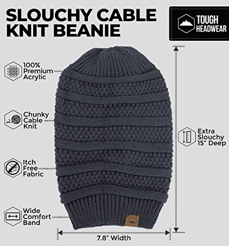 Tough Headwear Slouchy Oversized Beanie Hat - Warm Winter Hats for Women - Stretch Fit Mens Beanie - color: Dark Gray