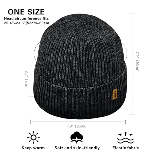 ATNKE Beanie for Men Women, Soft Warm Fleece Lined Winter Ski Beanies Hat Unisex Thick Stocking Knit Cuffed Skull Cap - color: #Dark Gray
