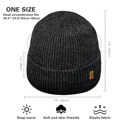 ATNKE Beanie for Men Women, Soft Warm Fleece Lined Winter Ski Beanies Hat Unisex Thick Stocking Knit Cuffed Skull Cap - color: #Dark Gray