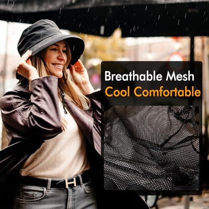 Comhats Women's Waterproof UPF 50+ Wide Brim Packable Rain Hat - color: 737_navy, size: X-Large