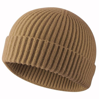 ROYBENS Swag Wool Knit Cuff Short Fisherman Beanie for Men Women Winter Hat - color: 1pcs-light Coffee