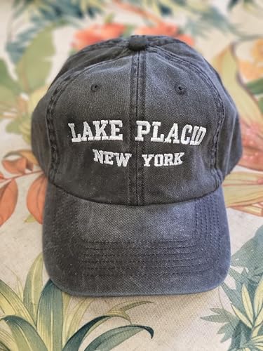 Lake Placid New York Embroidered Cotton Baseball Cap hat - color: Black