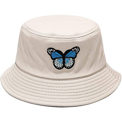 XYIYI Fashion Embroidery Bucket Hat Cotton Beach Fisherman Hats for Women Girls - color: Beige