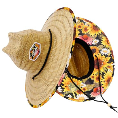 Palmyth Straw Hat for Men & Women Sun Hats, Beach Hat, Fishing Hat UPF 50+ - color: Sunflowerbloom
