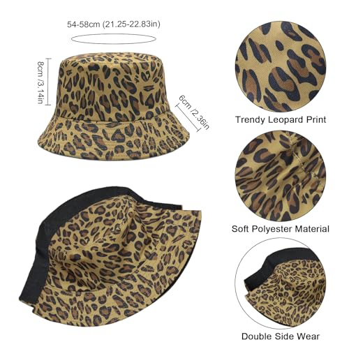 YAMEIZE Retro Style Bucket Hat for - Women Men Leopard Print Hat Fishing Cap Sun Hat Fishmen Hiking Beach Party Outdoor - color: Leopard 1