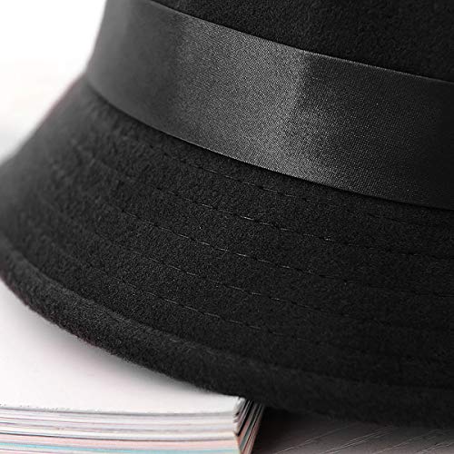 Glamorstar Vintage Felt Cloche Hat Winter Floral Fedora Bucket Hat Bowler Hats - color: Black