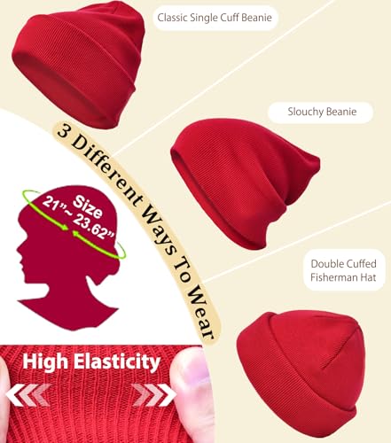 100% Cotton Beanie Hat Winter Hats Women Men Warm Knit Beanies - color: 1pcs Red