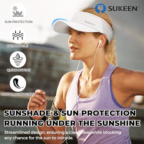 Sukeen Lightweight Sports Sun Visor Hat for Men Women - color: White