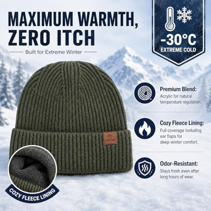 Oversize XXL Winter Beanie Knit Hat for Men - color: E1-army Green