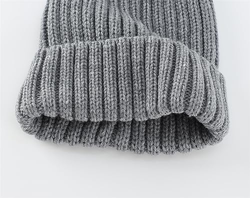 Connectyle Women's Rib Knit Cuffed Beanie Hat Stretch Acrylic Winter Hat Thick Warm Snow Ski Cap - color: Light Grey