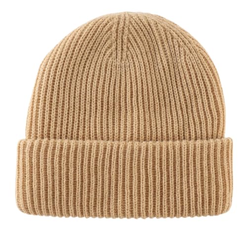 Home Prefer Rib Knit Beanie Hat for Men and Women Cuffed Beanie Winter Hat - color: Khaki