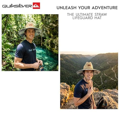 Quiksilver Men's Wide Brim Outdoor Lifeguard Straw Sun Hat - color: Aqua, size: Small-Medium