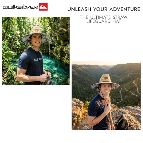 Quiksilver Men's Wide Brim Outdoor Lifeguard Straw Sun Hat - color: Aqua, size: Large-X-Large