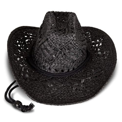 Lucky Brand Women's Straw Cowboy Hat | Rope Design | Western | Style | Fashion | Sun Protection | Breathable - color: Woven Straw - Black