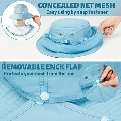 Palmyth Head Net Hat, Sun Hat Safari Hat - color: Airy Blue