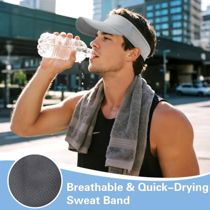 HH HOFNEN Sports Sun Visor Unisex Cooling Cap Lightweight Stretchy Packable - color: #1 Lightgray