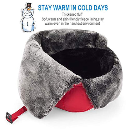 mysuntown Winter Hats for Women Men Trapper Ushanka Hat with Ear Flaps - color: Red
