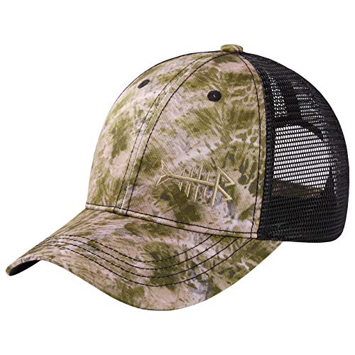 BASSDASH Altimate Fishing Hat Mesh Back for Men Women Adjustable Baseball Trucker Cap - color: Barren Camo