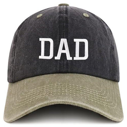Trendy Apparel Shop Dad Embroidered Pigment Dyed Low Profile Cotton Cap - color: Black Khaki