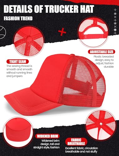 Tarpop 10 Pcs Sublimation Blank Trucker Hats Bulk - color: Red