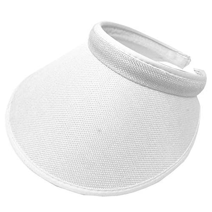 PRO.FASHION Women's Summer Sun UV Protection Visor Wide Brim Clip on Beach Pool Golf Cap Hat-Polyester - color: White