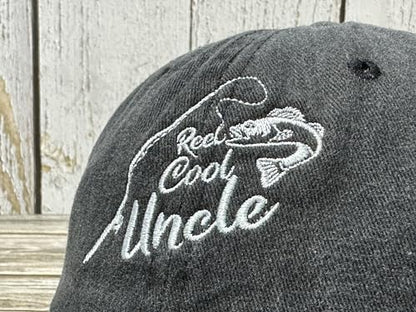 Embroidered Baseball Caps for Men and Women - color: Reel Cool Uncle (Washed Black)