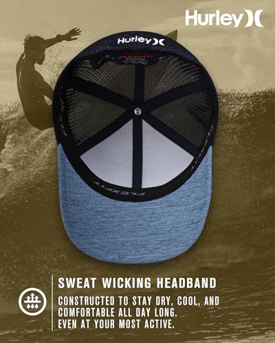 Hurley Mens Mini Icon Mesh Panel Fitted Trucker Baseball Cap - color: Mystic Navy, size: Small-Medium