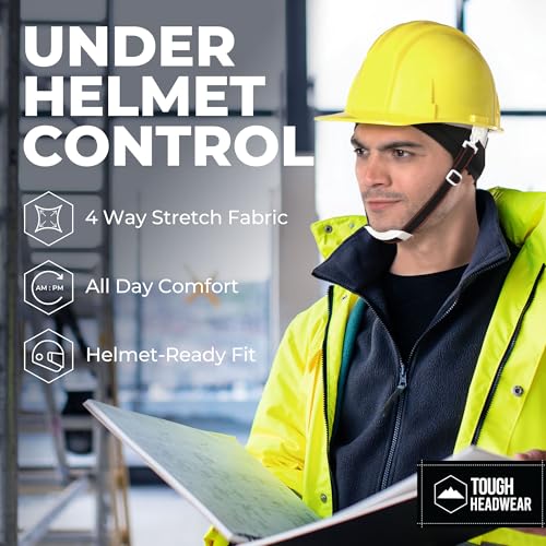 Tough Headwear Skull Cap - Skull Caps for Men - Motorcycle and Bike Helmet Liner - Hard Hat Cooling Hats - No Sweat Head Caps Black