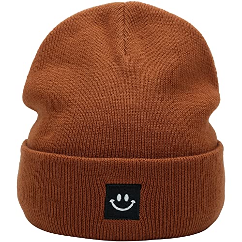 55cube Unisex Winter Beanie Hats Warm Thick Knit Cuffed Skullcaps - color: Caramel