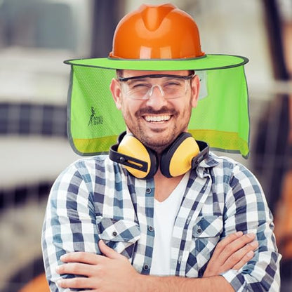 UNCO- Hard Hat Sun Shield, Full & Standard Brim Mesh Sunshade High Visibility Reflective, Hard Hat Sun Shade, 3 Green Hats - color: Green, size: 3 Pack