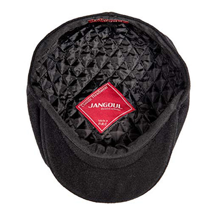 Men Wool Blend 8 Panel Newsboy Cap - color: Black, size: 7 5/8