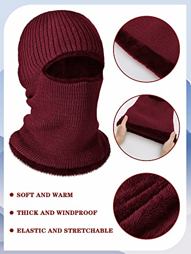 Blulu Ski Knitted Mask for Men,1 Hole - color: Red, size: Medium