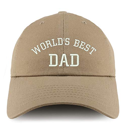 Trendy Apparel Shop World's Best Dad 단색 조절 가능한 비정형 아빠 모자 - color: Khaki