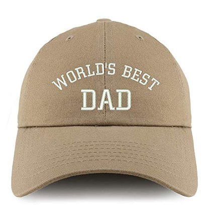 Trendy Apparel Shop World's Best Dad 단색 조절 가능한 비정형 아빠 모자 - color: Khaki