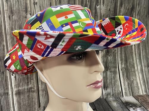 Funny Sun Hat for Men Women Wide Brim Bucket Hat Hiking Boonie Hat Summer Beach Fishing Caps - color: Worlds Flag