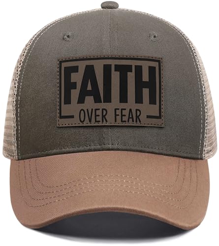 Christian Jesus Cross Hat - Faith Hats for Men Women - Religious Gifts for Thanksgiving Christmas - color: Faith Power/Grey Green
