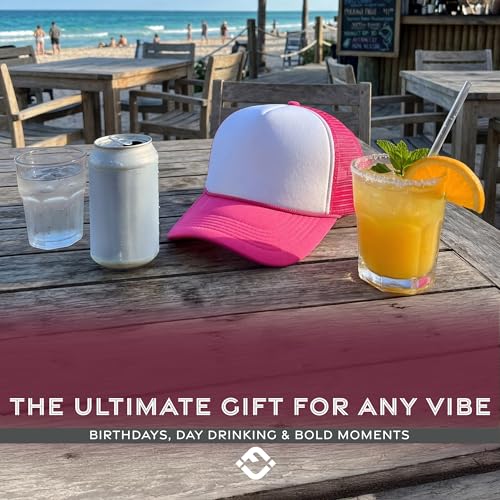 Funky Junque Blank Mesh Foam Lightweight Snapback Trucker Hat - color: White/Hot Pink