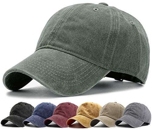 HH HOFNEN Baseball Cap Washed Cotton Unstructured Vintage Hat for Men Women - color: #1 Army Green
