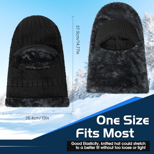 Clothclose Winter Balaclava Beanie Hat Knit Thermal Ski Mask for Men Women - color: Black