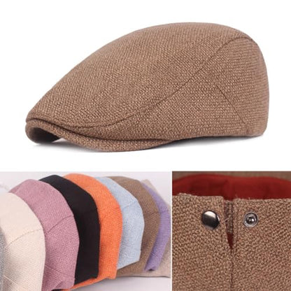 Katutude Unisex Newsboy Cap Cotton Linen Flat Cap Summer Driving Fishing Hunting Hat 2024 Trendy Adjustable Cabbie Beret Cap - color: Coffee