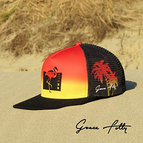 Grace Folly Trucker Hat for Men & Women. Snapback Mesh Caps - color: Flamingo