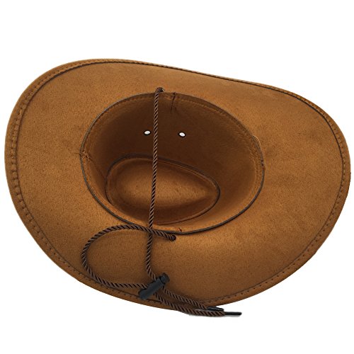 Men's Outback Faux Felt Wide Brim Western Cowboy Hat - color: Brown